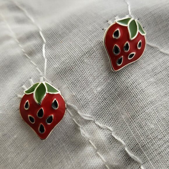 BFD- Small Strawberry Stud Earrings - Picture 3 of 6